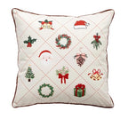 Fennco Styles Christmas Design Velvet Throw Pillow Cover 18" W x 18" L - White Festive Cushion Case for Home, Winter Holidays Décor, and Special Occasions