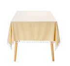 Fennco Styles Modern Houndstooth Design Everyday Tablecloth 40" W X 56" L - Yellow Cotton Blend Tassels Table Cover for Dining Room, Banquets, Holidays, Special Events and Home Décor