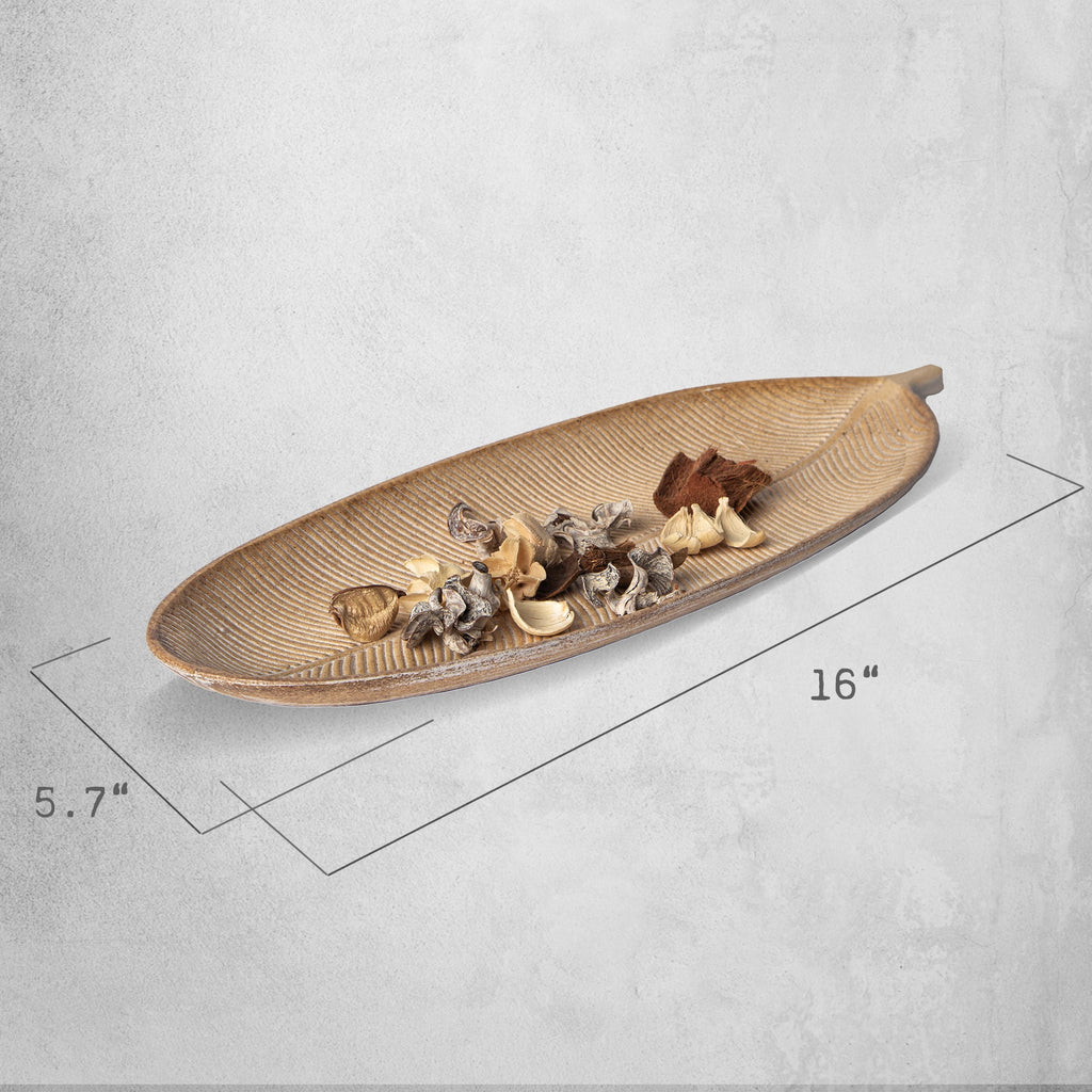 Leaf Design Wood Tray — Elegant Decorative MDF Tray for Home & Events