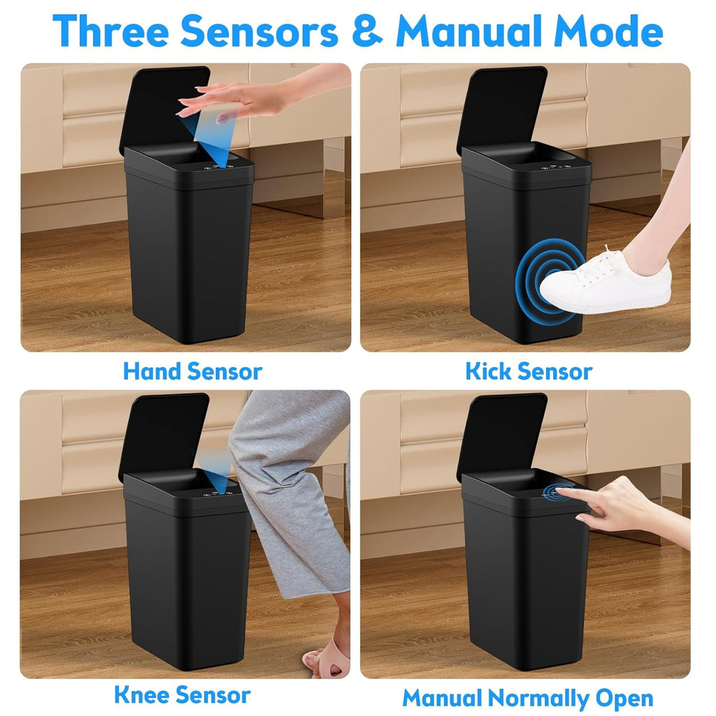 Automatic Touchless, Smart Garbage Can with Lid, 2 Pack 4 & 2.2 Gallon , Motion Sensor