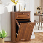 Giratree Tilt Out, Wood Kitchen Garbage Bin with Drawer, Fluted 10 Gallon Laundry Hamper