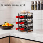 SUOERNUO Wood Countertop Wine Rack No Assembly Needed 6-Bottle Capacity
