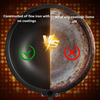 Thick Japanese Iron Pan, Uncoated Cast Iron, Hand-Forged Non-Stick Pan High-Purity