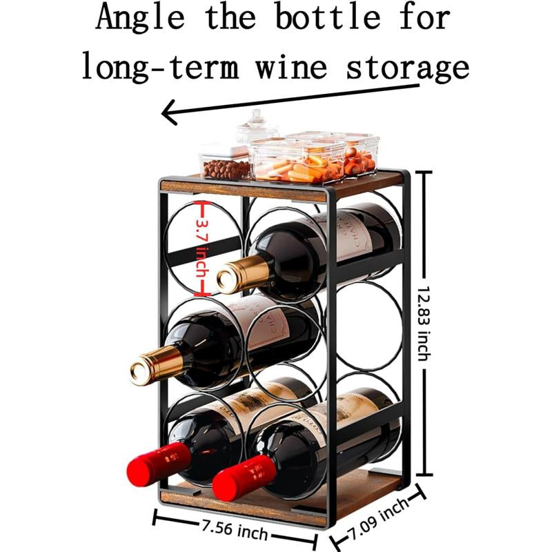 SUOERNUO Wood Countertop Wine Rack No Assembly Needed 6-Bottle Capacity