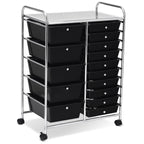 15-Drawer Utility Rolling Cart with Drawers Multi-Use Storage-Icecream Multicolor