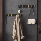 Black Gold, Folding Towel Hanger 2way Installation Wall Hooks Coat Clothes Towel Umbrella Leash Holder for Bathroom Kitchen Bedroom Hallway Pantry Laundry Entry Patio Pets