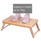 Lap Desk 21" X 13", Nature Bamboo Folding Laptop Desk, Bed Tray Table for Computer, Adjustable Computer Notebook Desk Laptop Stand, Natural