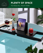Bamboo Bath Caddy Tray Lite, Black