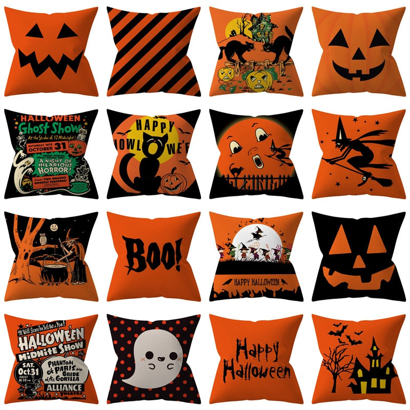 Retro Halloween Throw Pillow Cover
