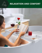 Bamboo Bathtub Caddy Tray Lite, White