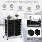 15-Drawer Utility Rolling Cart with Drawers Multi-Use Storage-Icecream Multicolor
