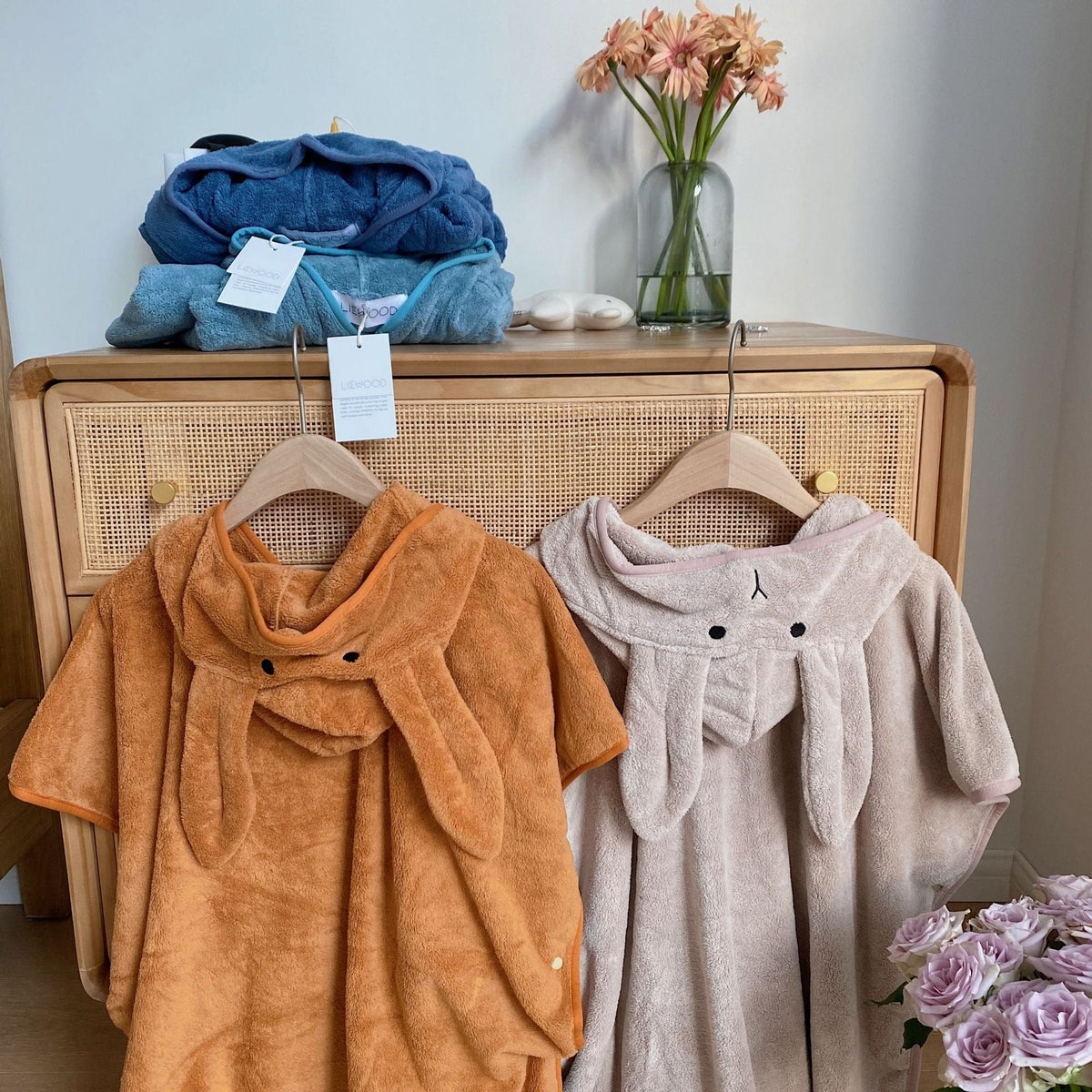 Trendy Rabbit Hooded Cartoon Bathrobes For Girls Boys