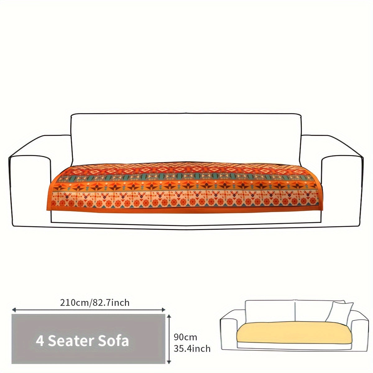 Bohemian Fall Colors Linen Sofa Cover Pet-Friendly Washable