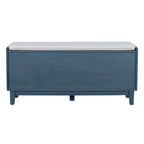Boho Rattan Entryway Bench with Storage, Cushioned Shoe Bench with Double