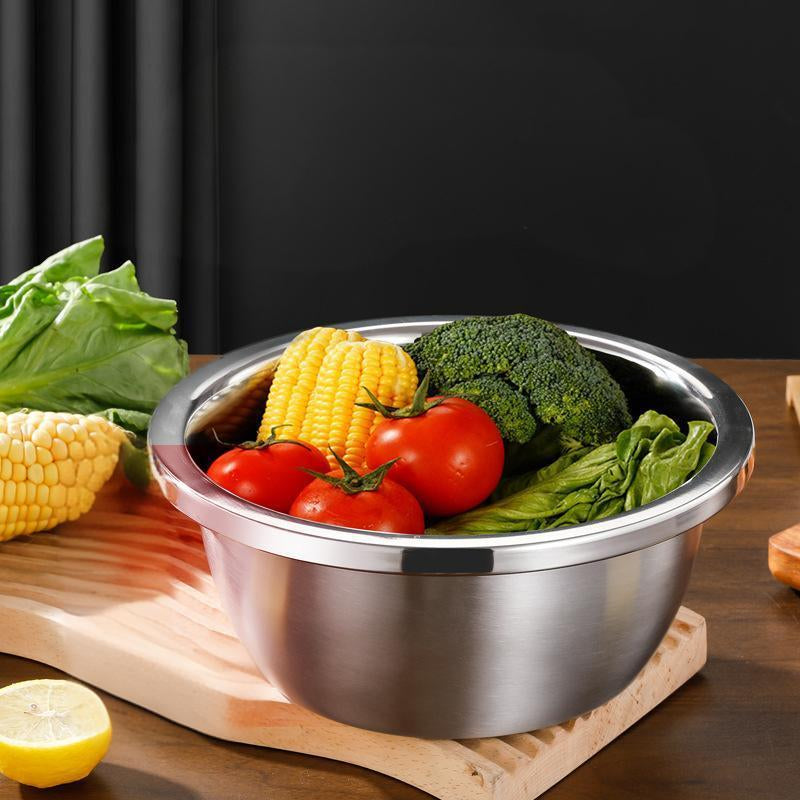 3-In-1 Stainless Steel Multi-Functional Strainer Set, Includes Basin/Sieve/Cutter, Ideal for Washing Rice Fruits Vegetables Kitchen Essentials