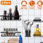 5-Pack: Shower Caddy, Pantry, Kitchen Shelves with 18 Inbuilt Hooks