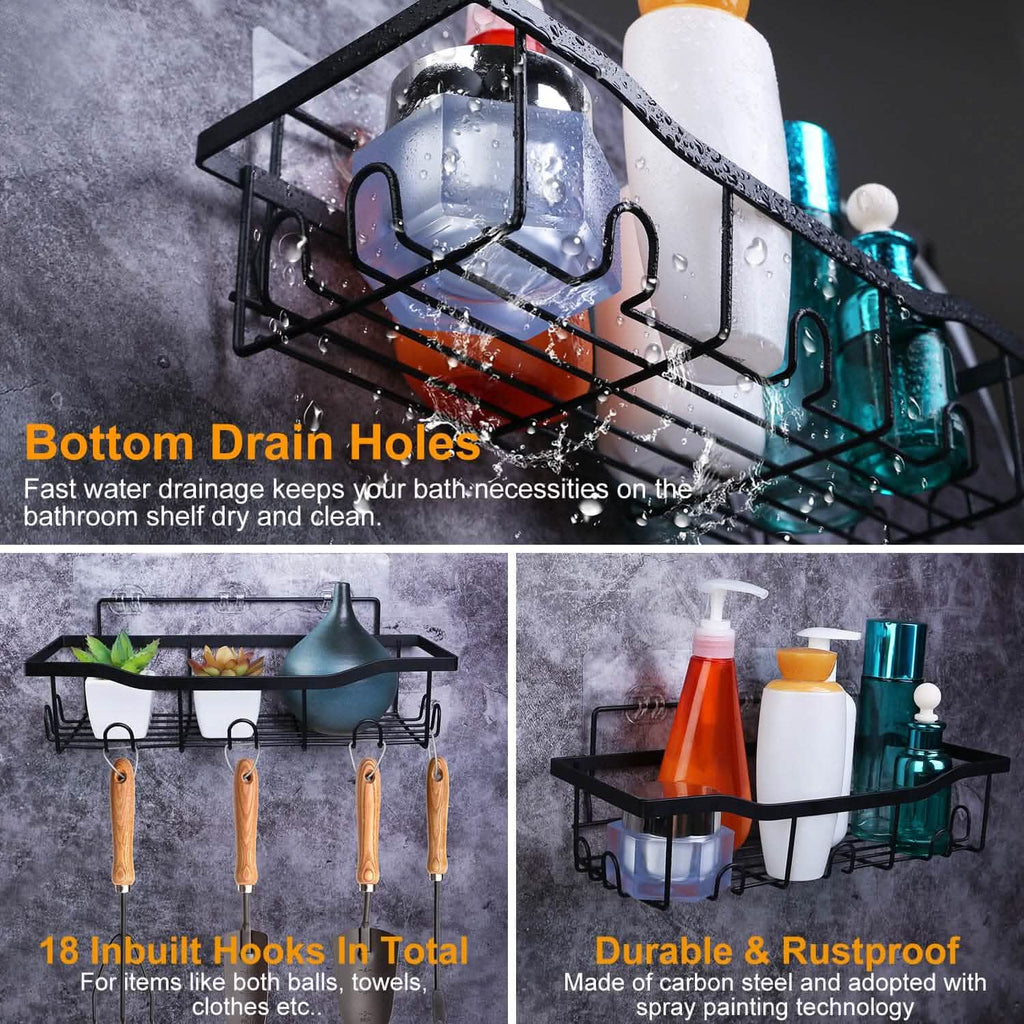 5-Pack: Shower Caddy, Pantry, Kitchen Shelves with 18 Inbuilt Hooks
