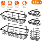 5-Pack: Shower Caddy, Pantry, Kitchen Shelves with 18 Inbuilt Hooks