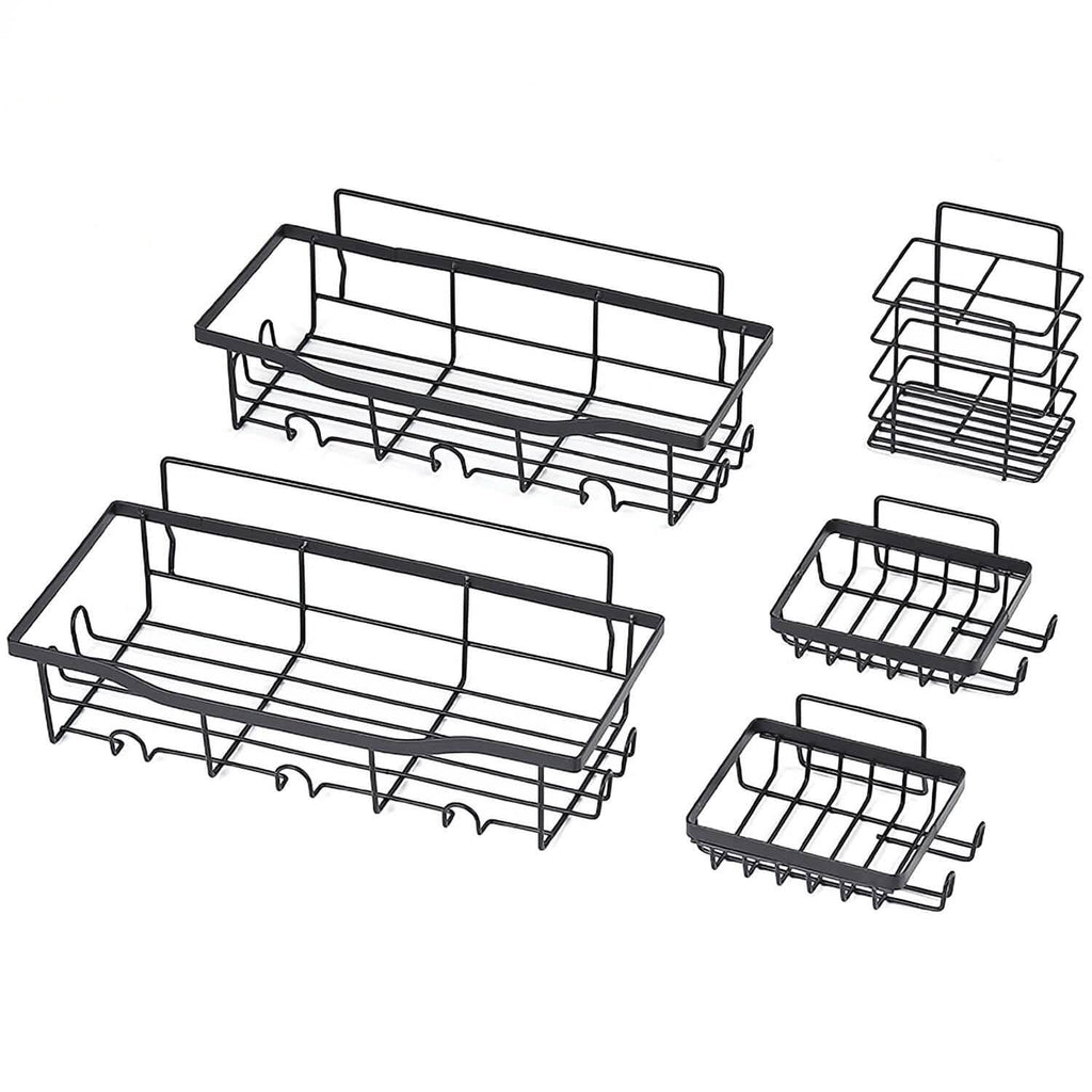 5-Pack: Shower Caddy, Pantry, Kitchen Shelves with 18 Inbuilt Hooks
