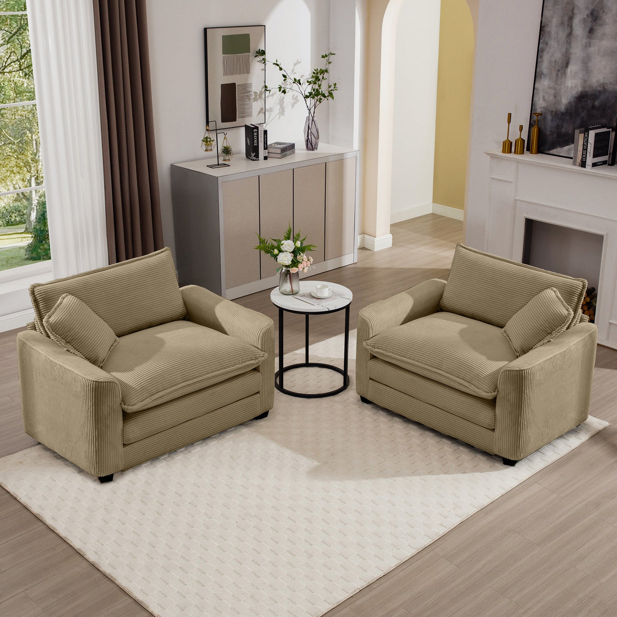 Luxe & Sophisticated Deep Seated Pair of Single Chairs