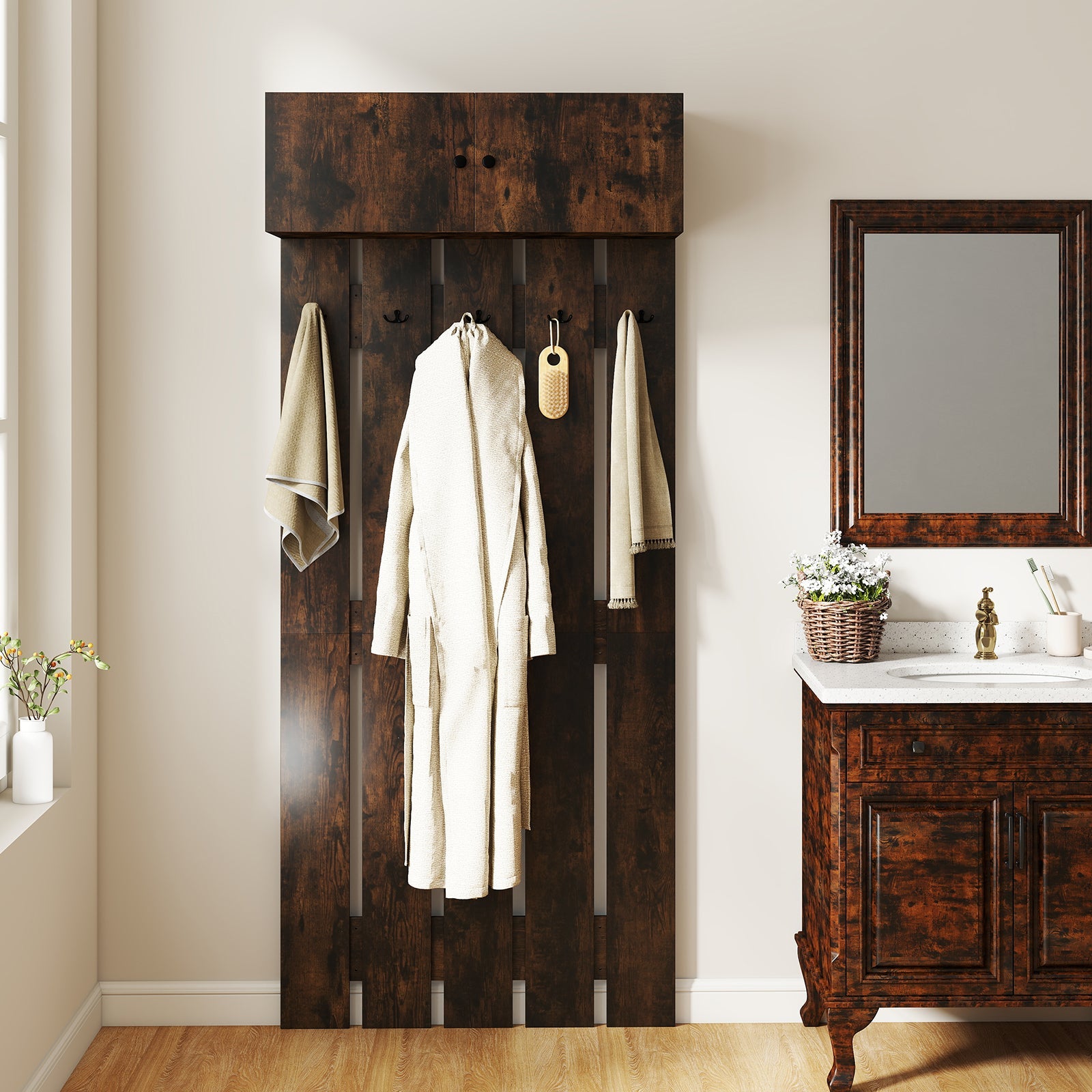 Entryway Wall Coat Rack Wall Mounted Coat Clothes Rack - Home Spa Robe Rack