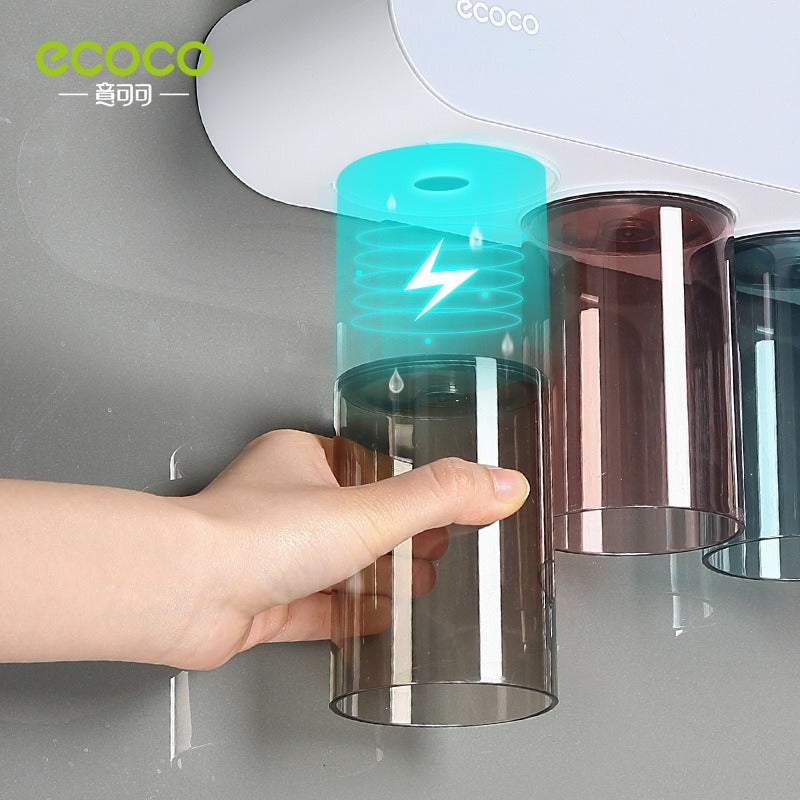 Wall Mounted Toothbrush holder with magnetic mouthwash cup storage