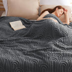 Bedsure Gentlesoft Fleece Blanket for Bed - Distinctive Arches,Super Soft & Cozy, Fluffy Blankets for Women & Girls, Ideal for Sofa & Couch, Boho Charmartfully Embossed Pattern Adds Amodern Flair to Your Cozy Decor,All-Season
