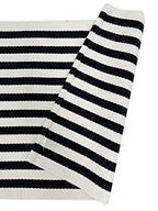 Fennco Styles Woven Classic Striped Area Rug 24" W x 51" L - Navy Blue Cotton Blend Carpet Indoor Outdoor Floor Mat for Living Room, Entryway, Bedroom and Floor Décor