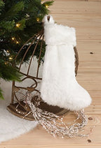 Fennco Styles Exquisite Faux Fur Design White Holiday Christmas Stocking Tree Skirt
