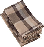 Fennco Styles Classic Plaid Design 100% Cotton Placemats 14" W x 20" L, Set of 4 - Brown Table Mats for Dining Table, Banquets, Holiday Season, Christmas and Special Occasion