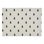 Fennco Styles Christmas Tree Cotton Table Runner 14" W x 72" L - Ivory Holiday Table Cover for Home Décor, Everyday Use, Banquet, Family Gathering and Special Occasion