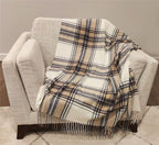 Fennco Styles Classic Plaid Pattern Fringe Throw Blanket 50" W x 60" L - Rustic Cozy Blanket for Home, Couch, Bedroom, Living Room, Office, and Holiday Décor