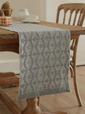 Fennco Styles Modern Diamond Woven Table Runner 14" W x 72" L - Ivory Geometric Fringe Table Mats for Dining Room, Banquets, Family Gatherings, and Holidays