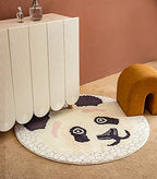 Fennco Styles Kids Cartoon White Panda Shag Area Rug 32" Round - Animal Design Soft Non-Slip Fleece Play Mat for Boys Girls Bedroom Décor, Kids Playroom, Living Room, Nursery Décor