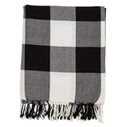 Fennco Styles Rustic Buffalo Plaid 100% Cotton Throw Blanket with Hand-Knotted Fringe