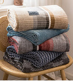 Fennco Styles Wheat Pattern Plush Extra Warm and Soft Throw Blanket 59" W x 79" L - Grey Flannel Fleece Large Blanket for Couch, Bedroom, Living Room Décor
