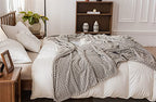 Fennco Styles Braided Design Plush Extra Warm and Soft Throw Blanket 59" W x 79" L - Grey Woven Flannel Fleece Large Blanket for Couch, Bedroom, Living Room Décor