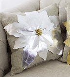 Fennco Styles Christmas Unique 3D Poinsettia Decorative Throw Pillow Cover 17 x 17 Inch - Holiday Flower Pillow for Everyday Use, Couch, Living Room and Bedroom Décor