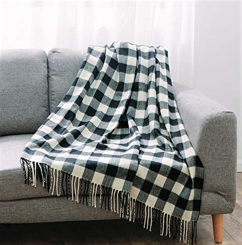 Fennco Styles Buffalo Plaid Collection Modern Tassel 50 x 60 Inch Throw - Varity Colors of Throw Blanket for Banquets, Christmas, Special Events and Home Décor