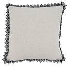 Fennco Styles Trick Or Treat Lace Trim Decorative Throw Pillow 16-Inch Square - Natural Cushion for Home, Couch, Living Room, Office and Halloween Decor