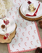 Fennco Styles Bonbon Collection Holiday Candy Cane Design Table Runner – Red Table Cover for Christmas Dinner, Family Gathering, Special Events and Home Décor