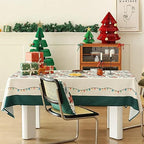 Fennco Styles Santa & Tree Holiday Design Tablecloth 56" W X71 L - Red Christmas Print Festive Table Cover for Christmas Décor, Dining Room, Banquet, Family Gathering and Special Events