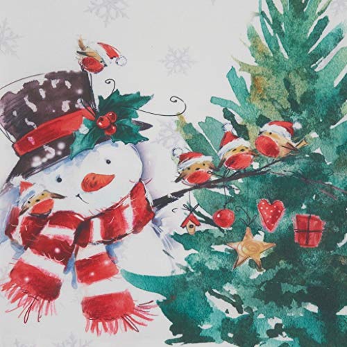 Fennco Styles Happy Snowman and Birds Christmas Table Runner 16" W x 70" L - Multicolored Festive Table Cover for Home Décor, Dining Table, Banquet, Family Gathering, Holiday and Special Occasion