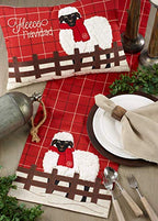 Fennco Styles Christmas Plaid Table Runner with Sheep Design 13 x 72 Inch - Red Table Cover for Home Décor, Banquets, Holiday Gathering and Special Events