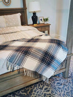 Fennco Styles Classic Plaid Pattern Fringe Throw Blanket 50" W x 60" L - Rustic Cozy Blanket for Home, Couch, Bedroom, Living Room, Office, and Holiday Décor