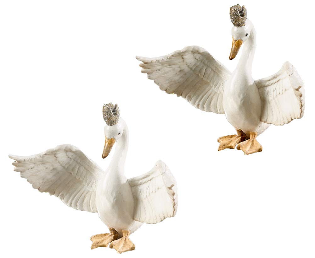 Fennco Styles Swan with Crown Christmas Holiday Decorative Figurine Statue
