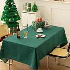 Fennco Styles Metallic Snowflake Holiday Design Jacquard Woven Tablecloth 60" W x 40" L - Green Christmas Table Cover for Home Décor, Winter Holidays, Dining Table, Banquets and Family Gathering