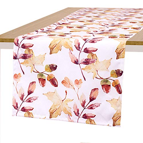 Fennco Styles Cottage Watercolor Acorn Leaves 16 x 72 Inch Table Runner – Multicolor Table Runner for Thanksgiving Dinner, Family Gathering, Special Event
