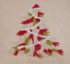 Fennco Styles Beaded Christmas Tree 100% Cotton Decorative Throw Pillow Cover 18 x 18 Inch - Beads Pillow Case for Holiday Décor, Couch, Living Room and Bedroom Décor