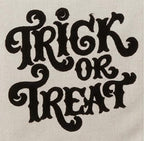 Fennco Styles Trick Or Treat Lace Trim Decorative Throw Pillow 16-Inch Square - Natural Cushion for Home, Couch, Living Room, Office and Halloween Decor
